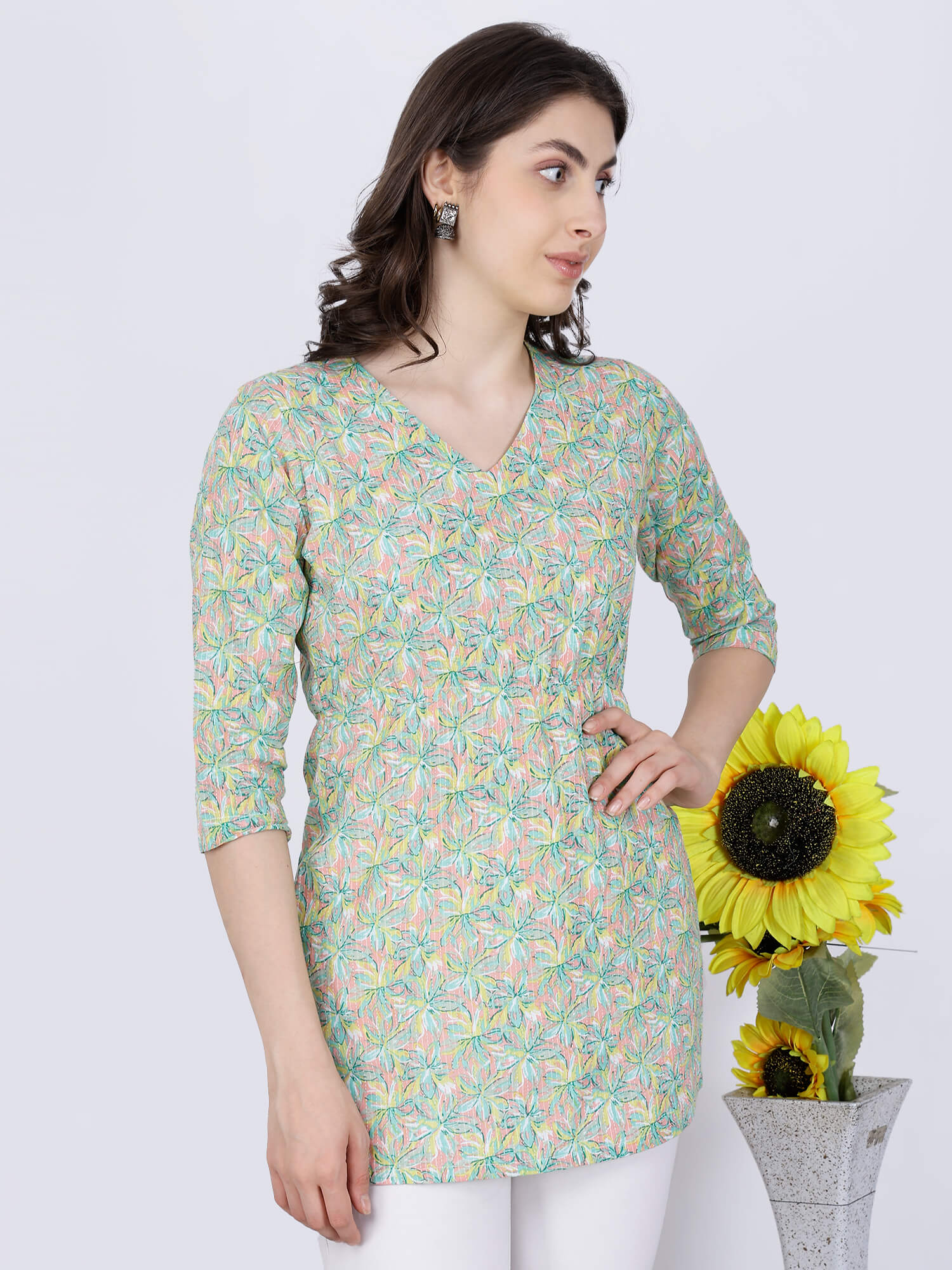Premium Cotton Fabric Detail of Short Kurti by Rabric