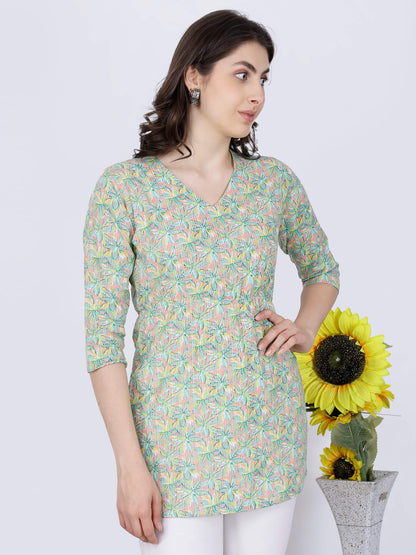 Premium Cotton Fabric Detail of Short Kurti by Rabric