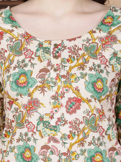 Striped Cotton Pants with Floral Print – Bottom Wear Close-up