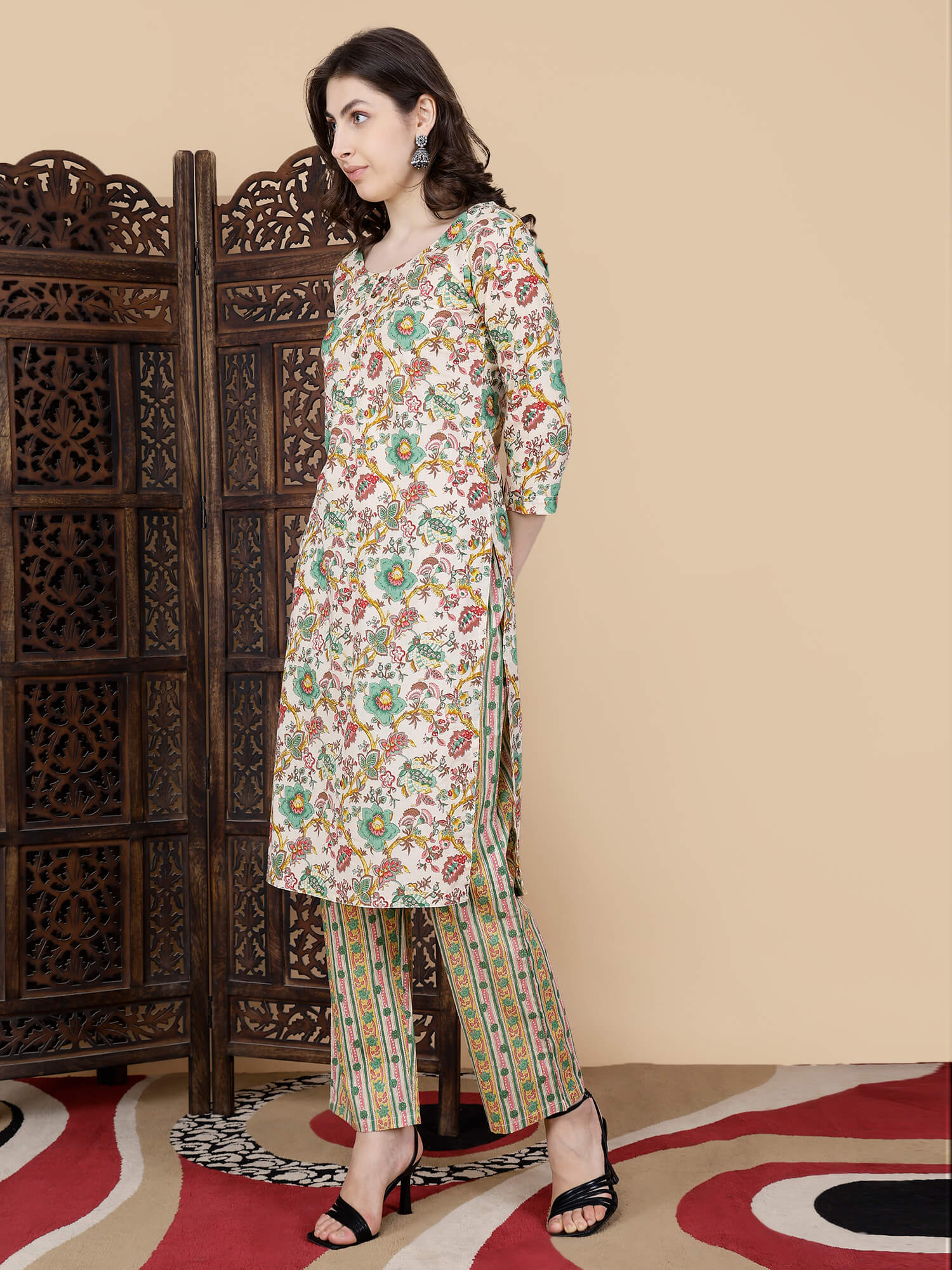 Pure Cotton Kurti Set for Women – Side View