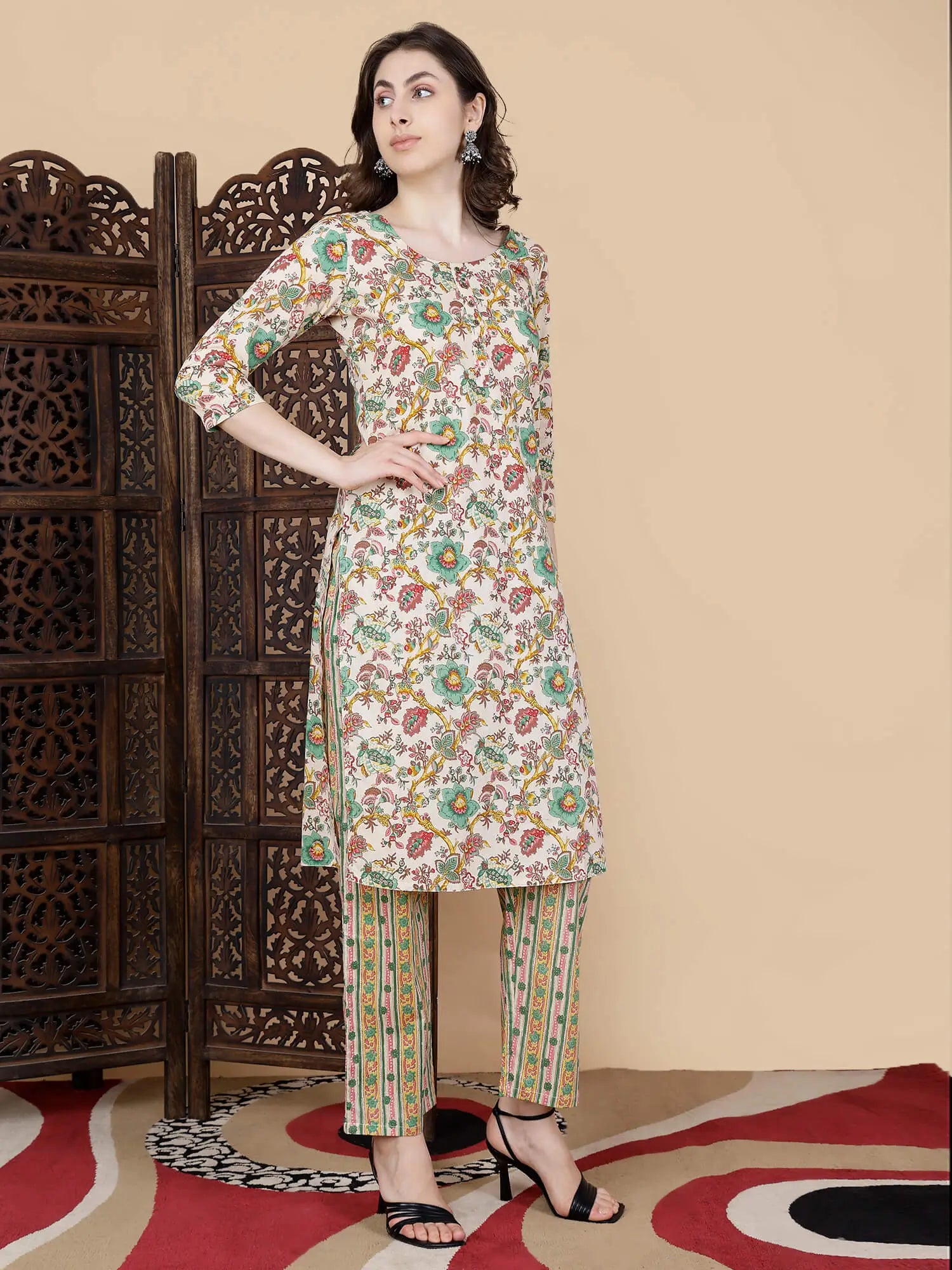 Pure Cotton Kurti Set for Women – Side View