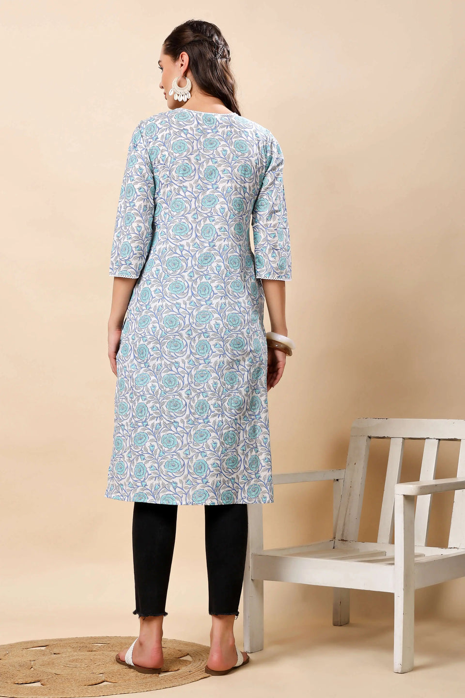 Rabric Premium Cotton Long Kurti – Back Design View