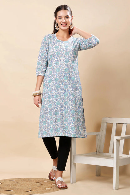 Rabric Premium Cotton Long Kurti for Women – Front View