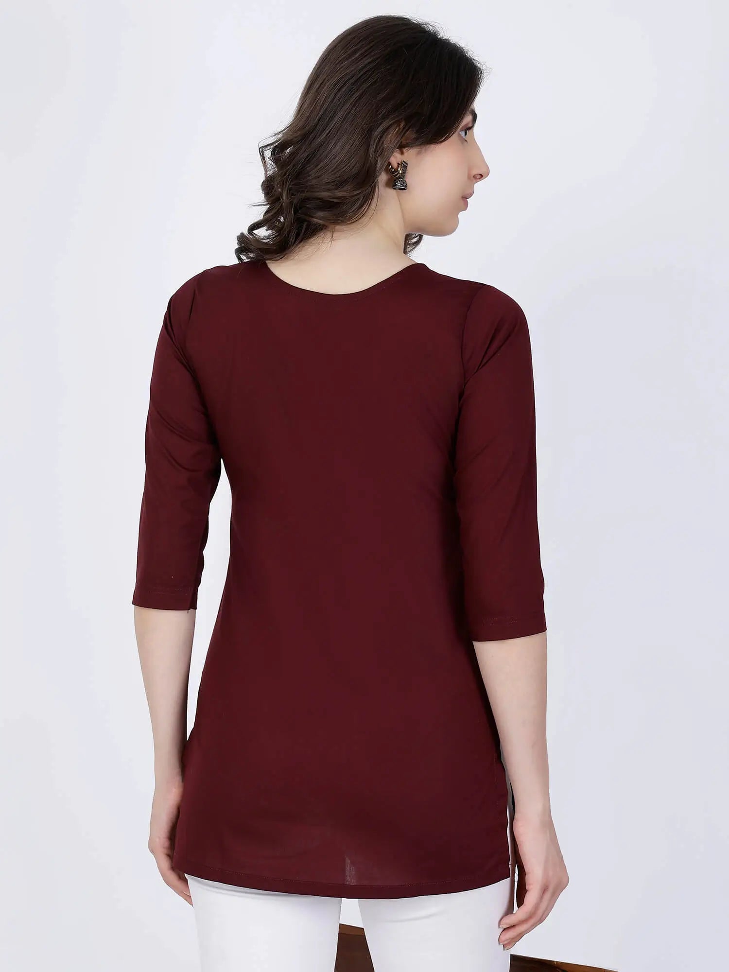 Back View of Rabric Premium Poplin Cotton Short Kurti for Women