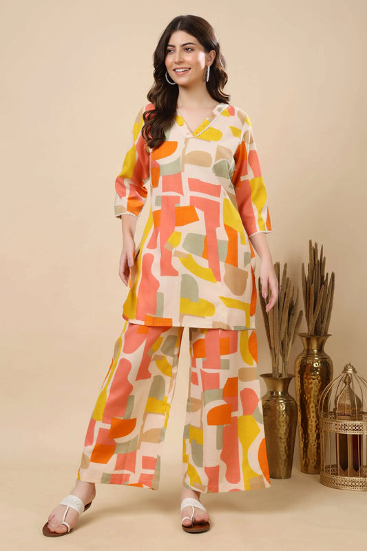 Rabric Premium Cotton Slub Co-ord Set for Women – Front View