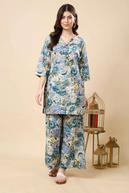 Rabric Premium Floral Co-ord Set for Women in Cotton Slub Fabric