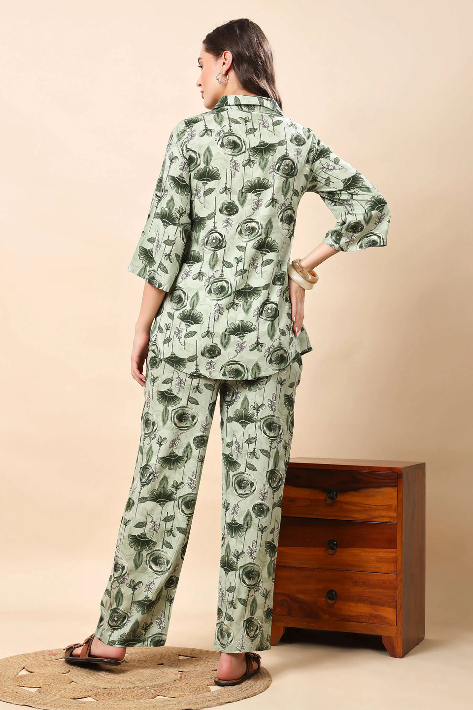 Back View of Rabric Premium Botanical Rayon Co-ord Set
