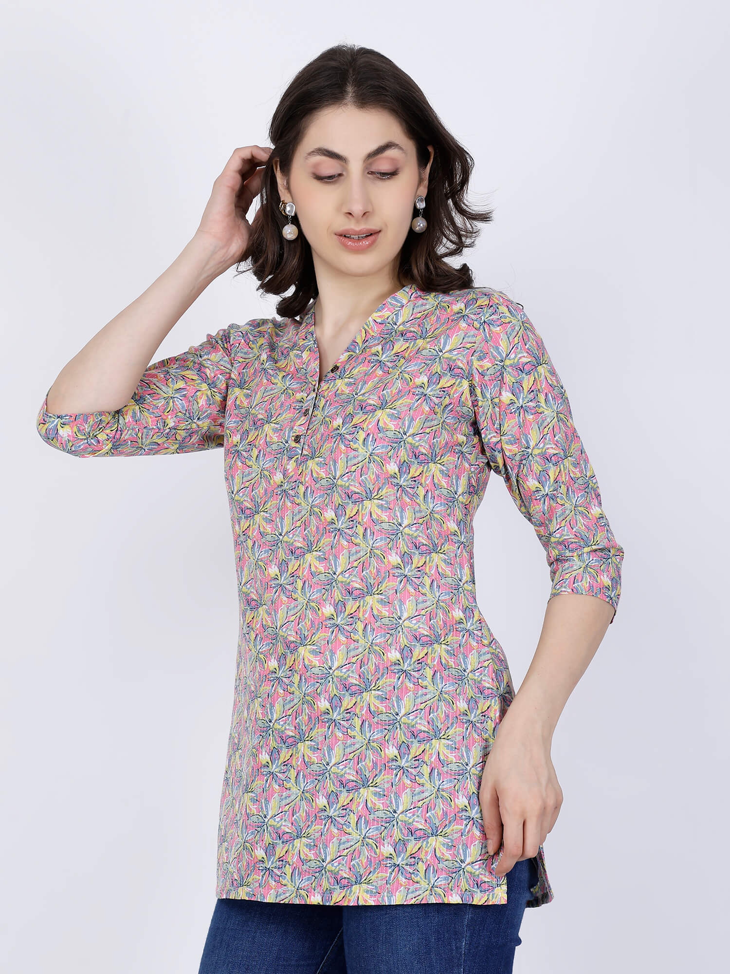 Premium Multicolor Floral Cotton Kurti by Rabric