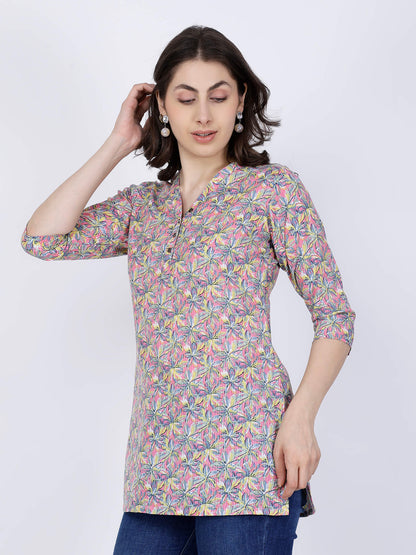 Premium Multicolor Floral Cotton Kurti by Rabric