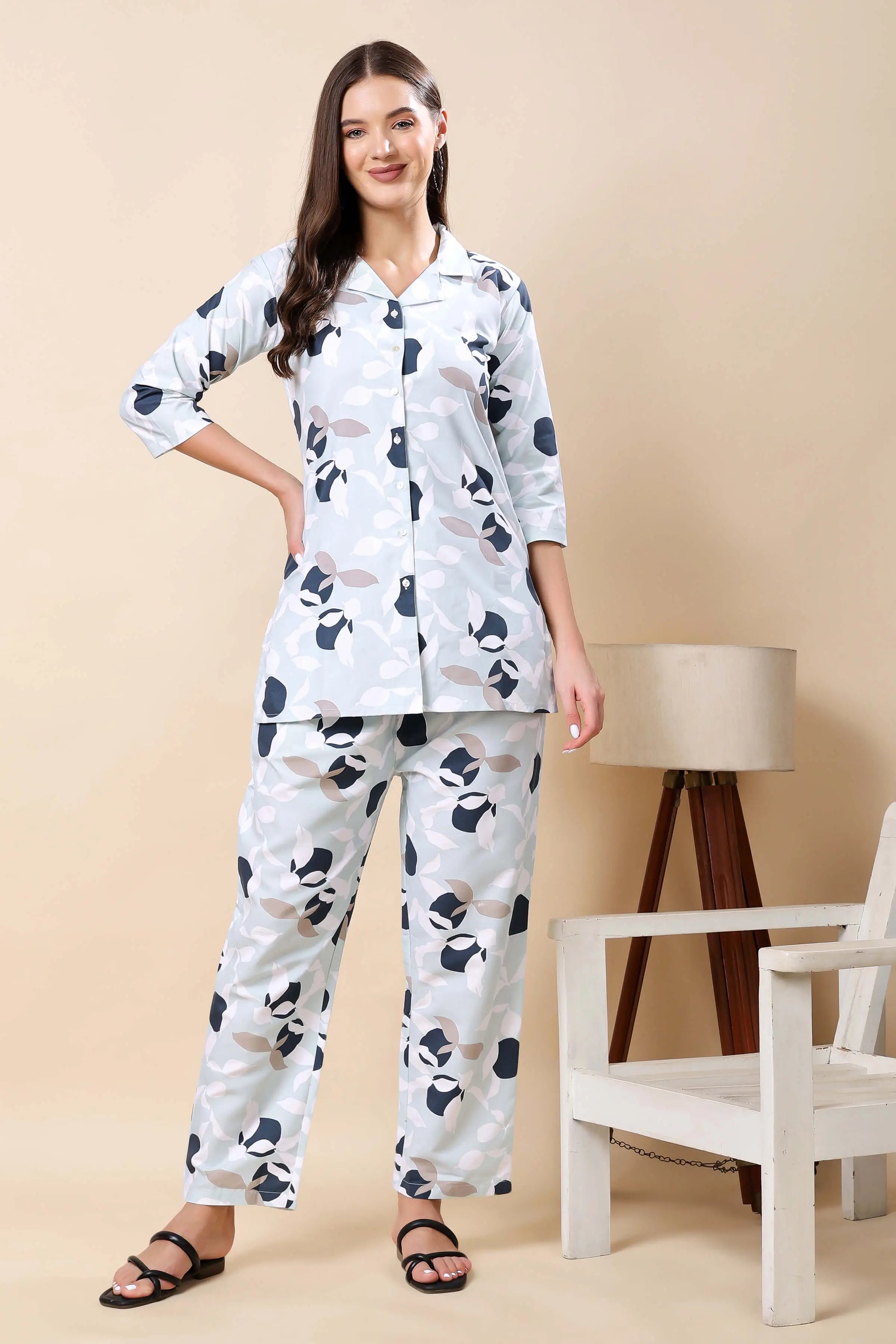 Rabric Premium Green Floral Cotton Co-ord Set Front View