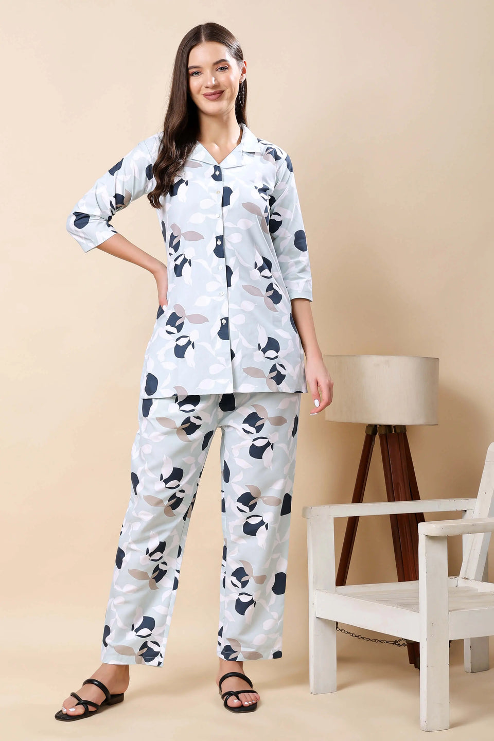 Rabric Premium Green Floral Cotton Co-ord Set Front View