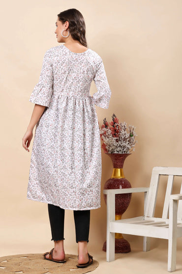 Back View of Rabric Floral Printed Long Kurti