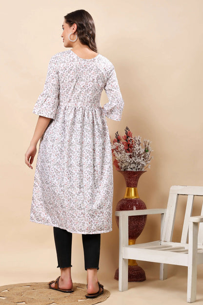 Back View of Rabric Floral Printed Long Kurti