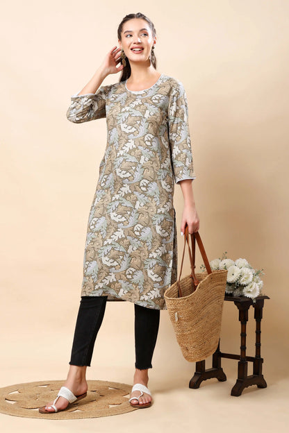 Rabric Women’s Long Kurti Styled with Black Leggings