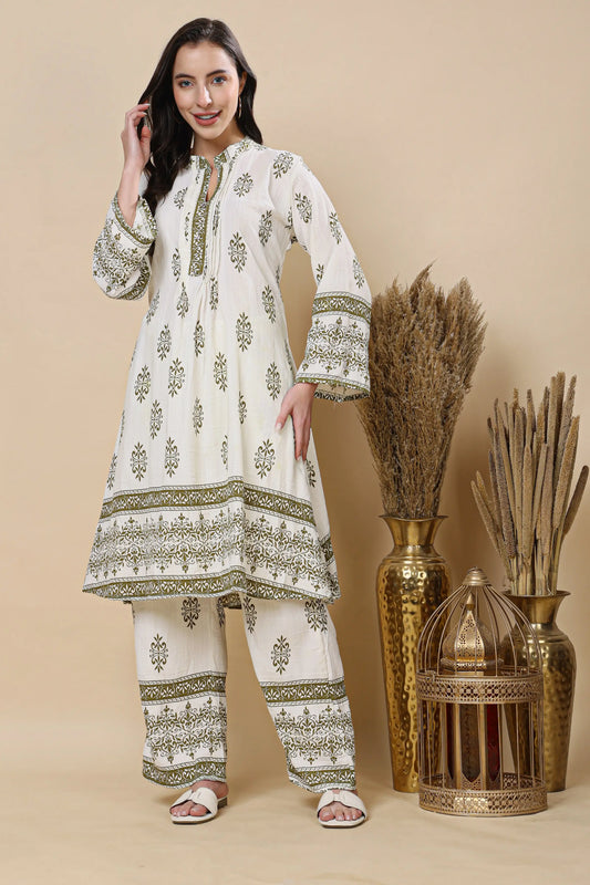 Rabric premium mul cotton floral print co ord set for women front view