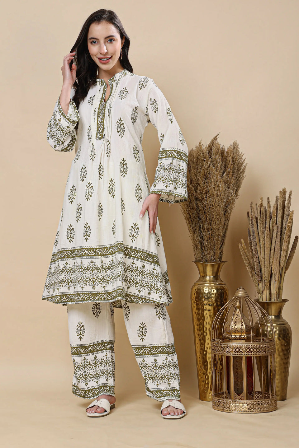 Rabric premium mul cotton floral print co ord set for women front view