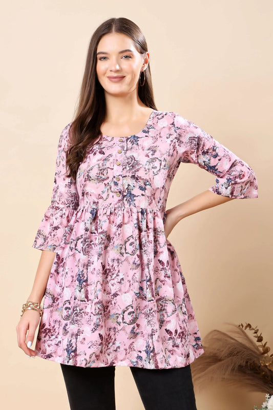 Premium Pink Short Kurti for Women by Rabric