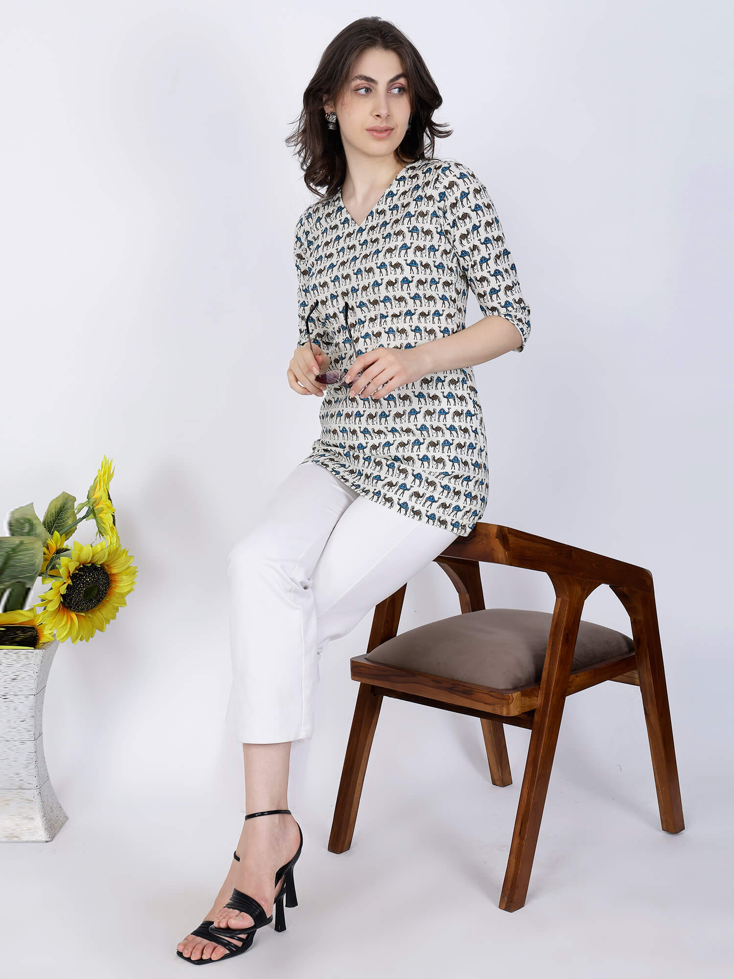 Premium Short Kurti Styled with Jeans for Modern Look by Rabric