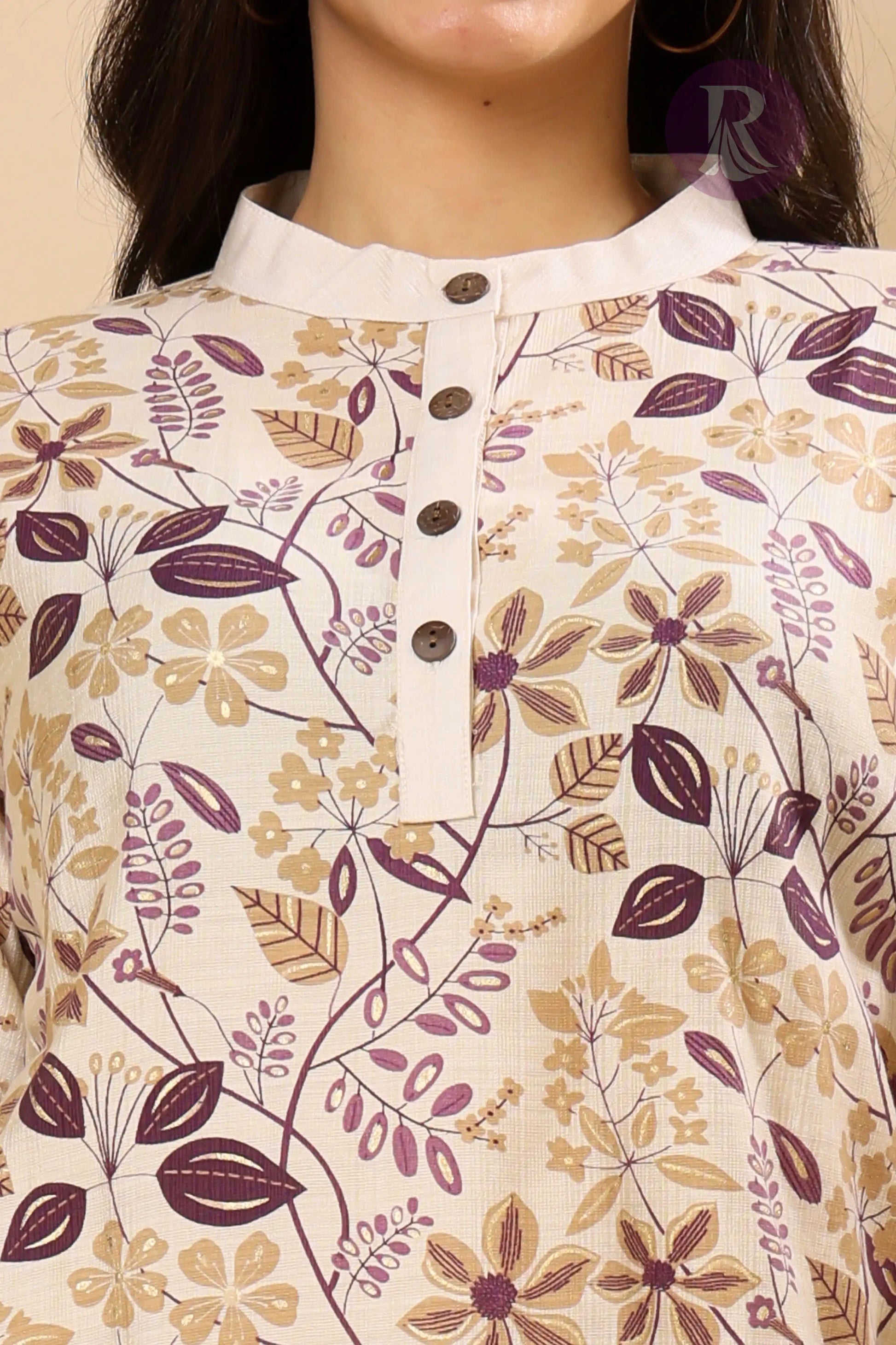 Close-up of premium vertical silk fabric used in women’s floral co-ord set – soft and breathable