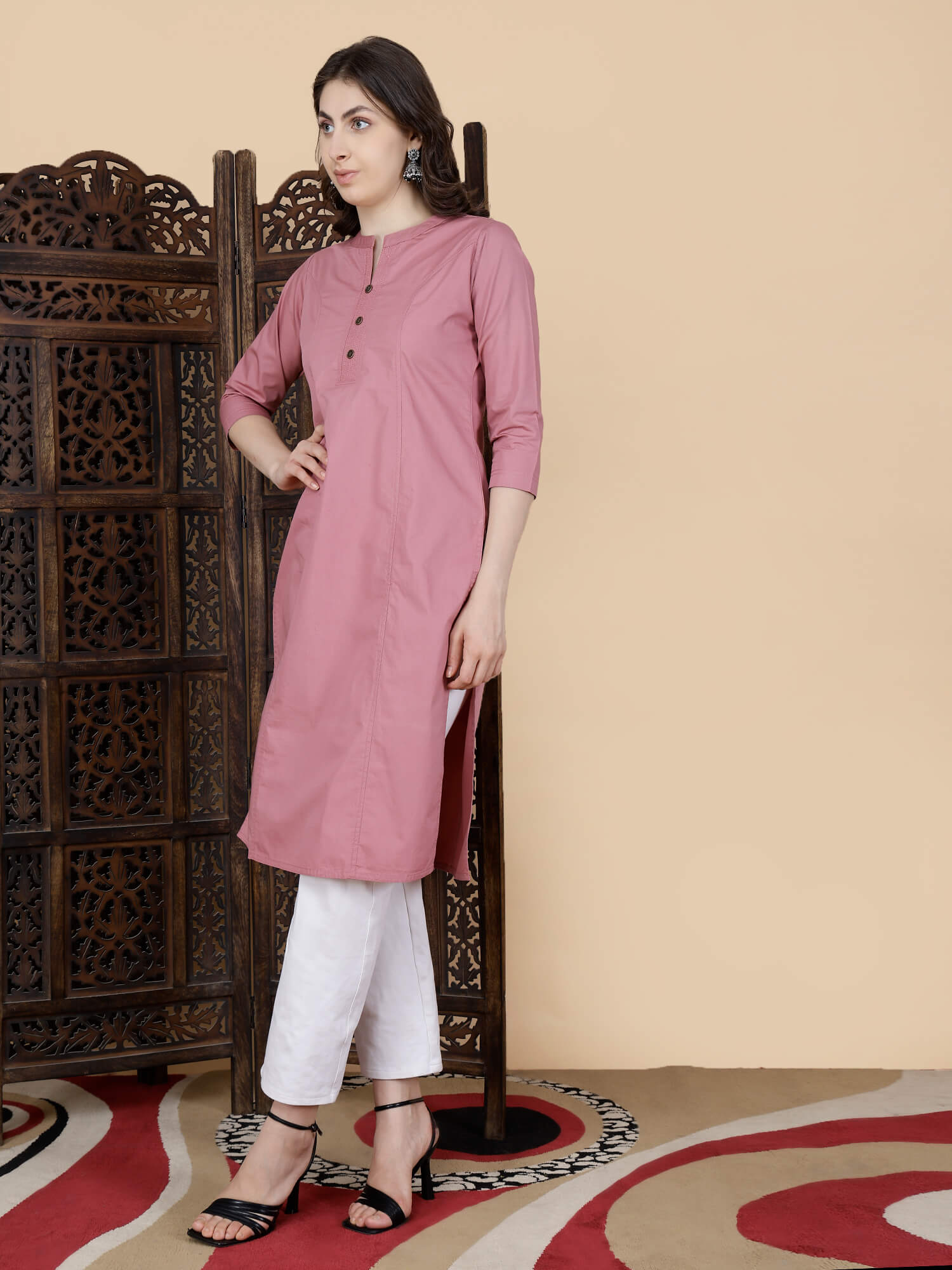 Side View of Premium Long Kurti for Women – Rabric Brand