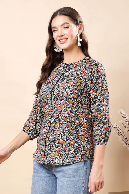 Stylish Paisley Print Women’s Shirt – Side View