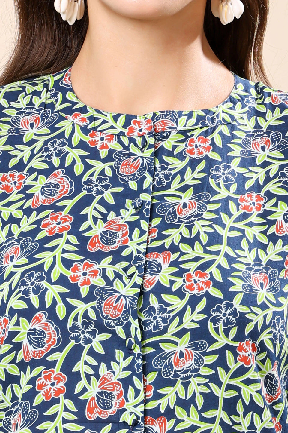 Close-up of Rabric premium women’s casual floral top