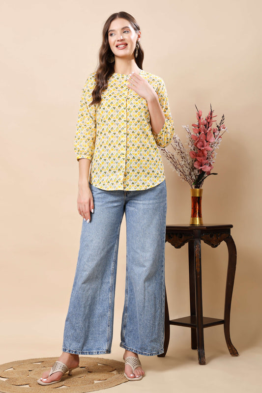 Rabric Premium Women’s Short Top with Button Front – Casual Shirt Style