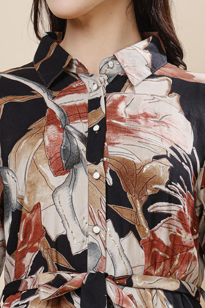 Printed rayon fabric kurti close-up