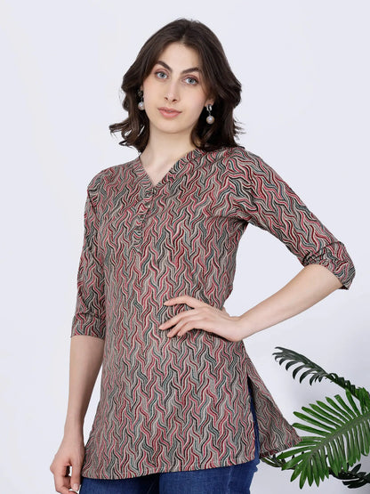 Trendy Printed Cotton Kurti for Jeans – Rabric Collection