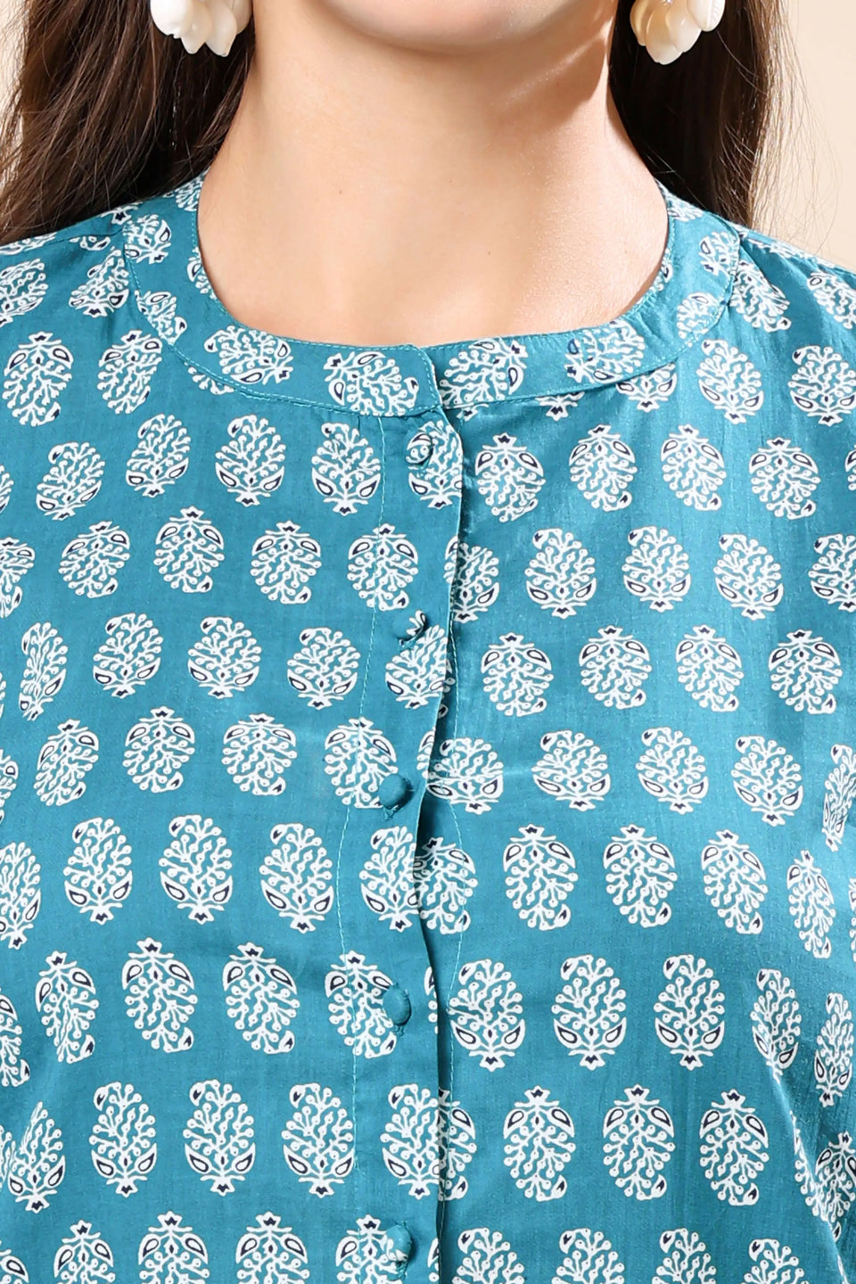 Premium Blue Printed Casual Top for Ladies