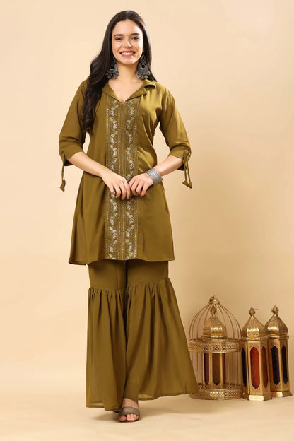 Rayon blend sharara kurti set for summer wear