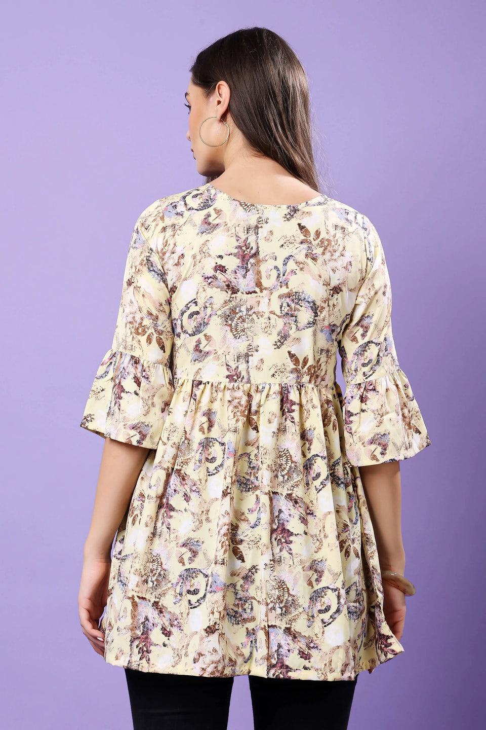 Back Design of Rabric Printed Short Kurti