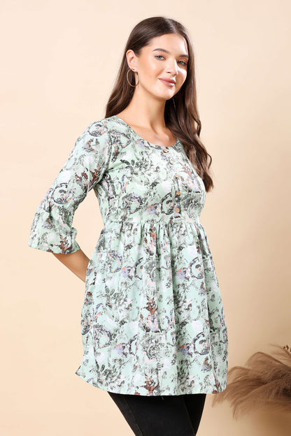 Button-Down Neck Detail of Rabric Short Kurti