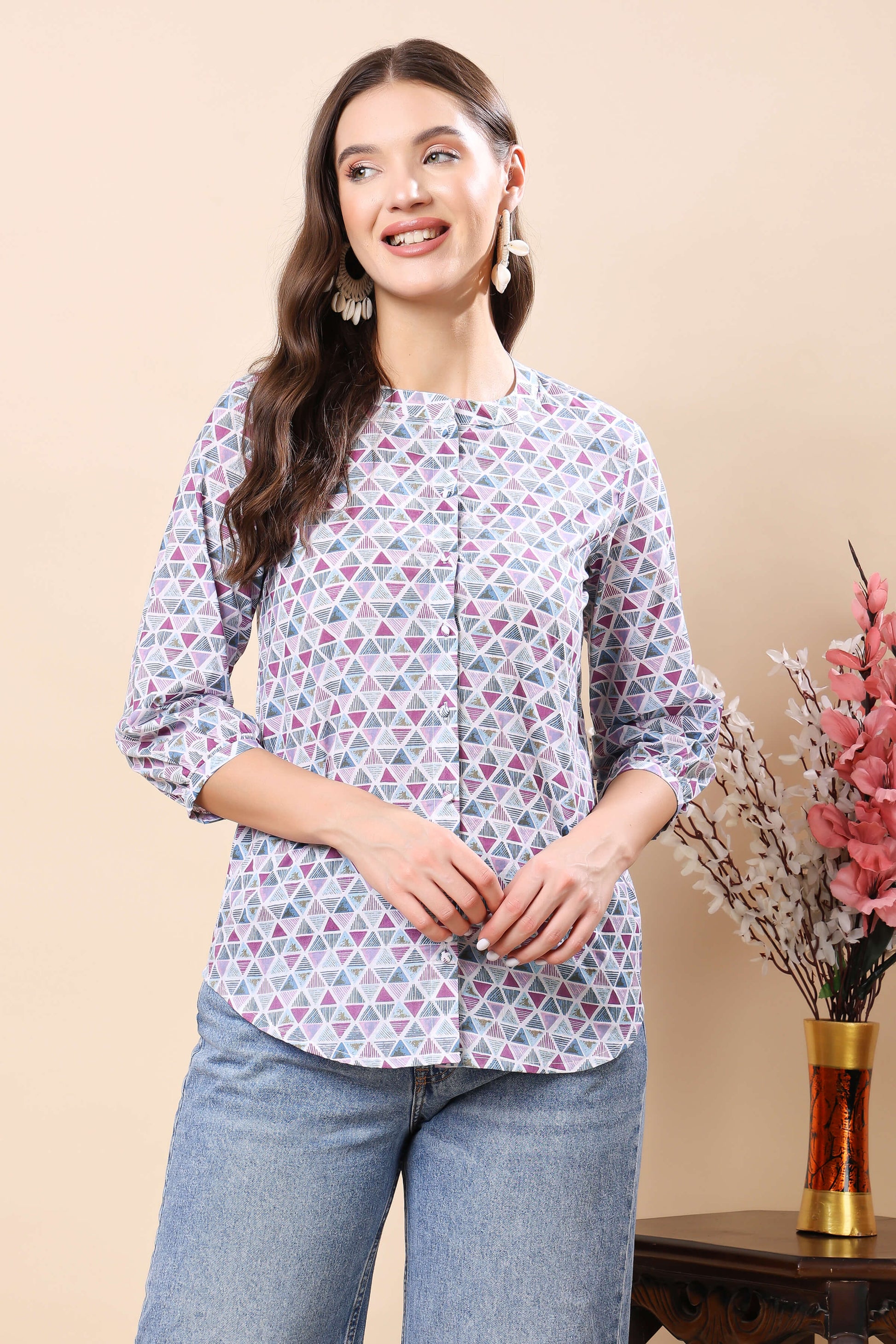 Women styling Rabric premium printed shirt for office wear