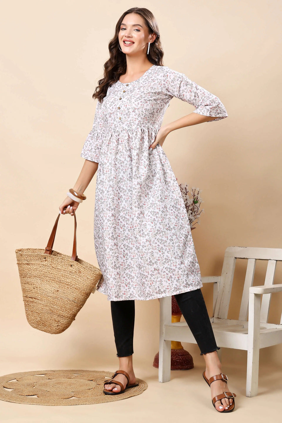Soft Crepe Fabric Detail - Rabric Floral Kurti