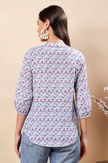 Back design of Rabric women’s stylish short top shirt