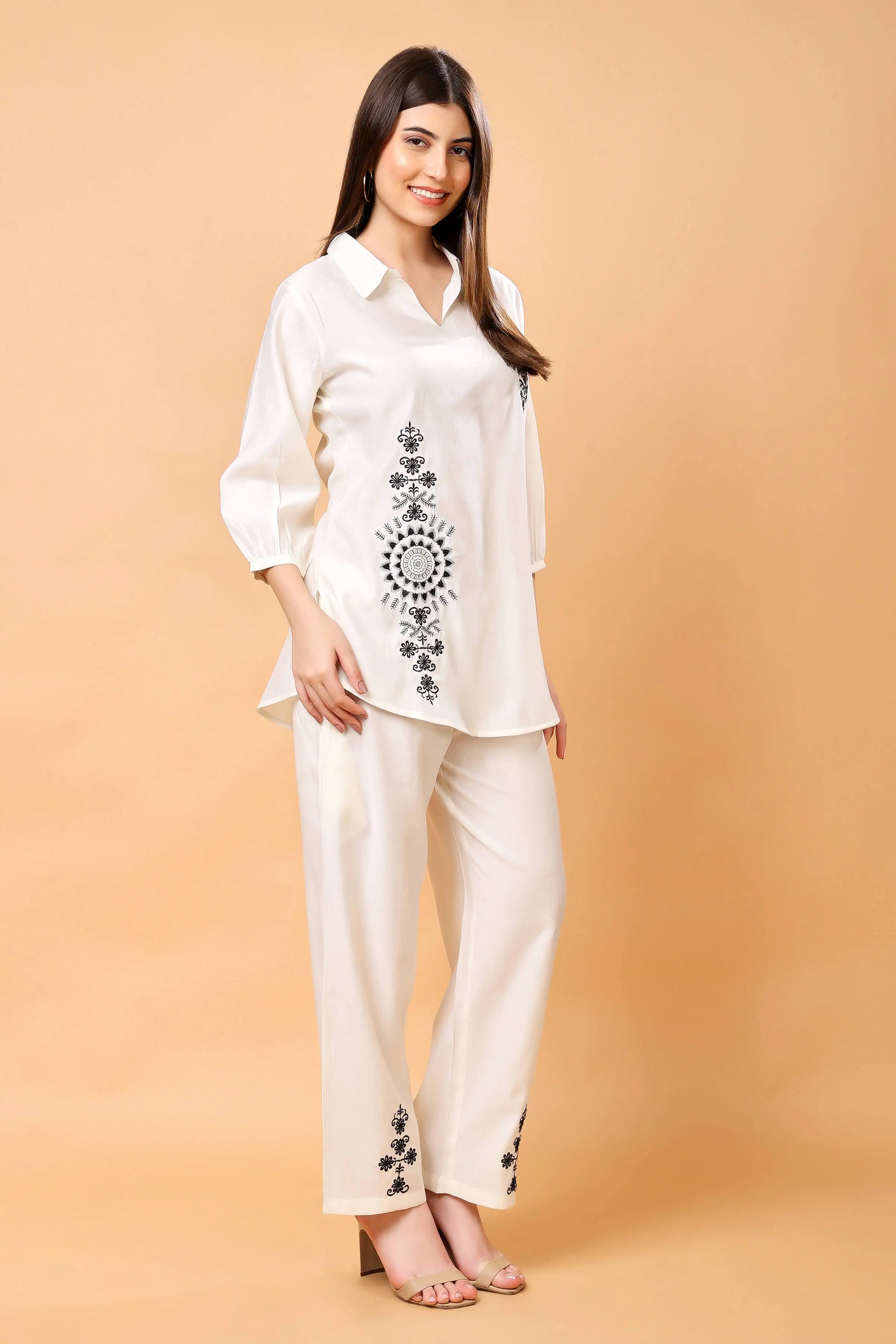 Stylish bottom embroidery on Rabric co-ord pants