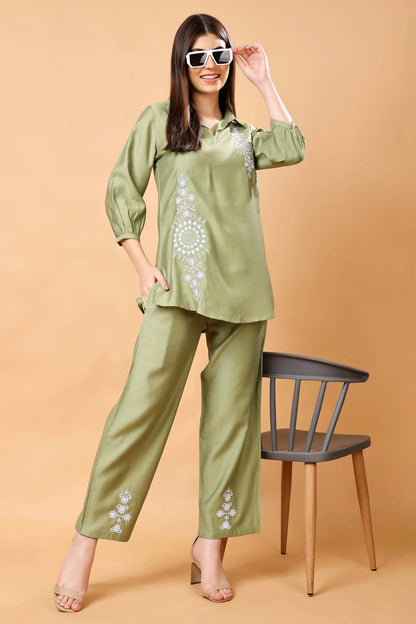 Rabric Premium Olive Green Co-ord Set Lifestyle Image