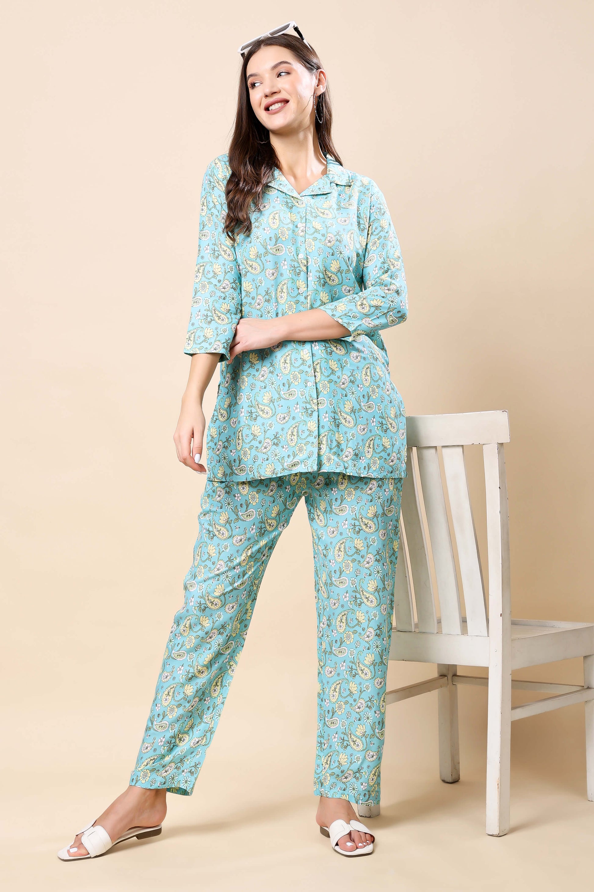 Stylish Rabric Aqua Co-ord Set – Premium Rayon Comfortwear