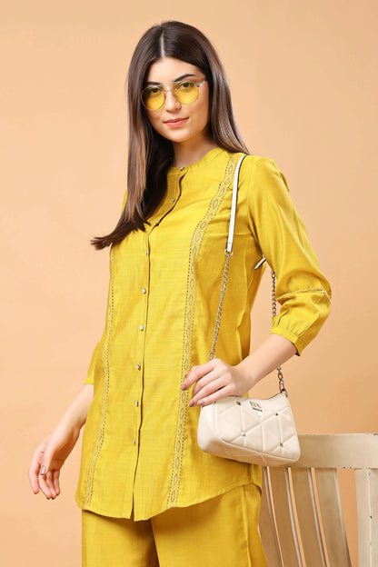 Stylish Mustard Yellow Summer Co-ord Set by Rabric