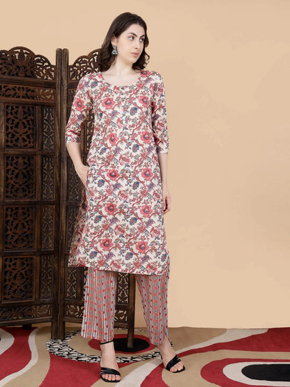 Rabric floral print co-ord set for festive and office wear