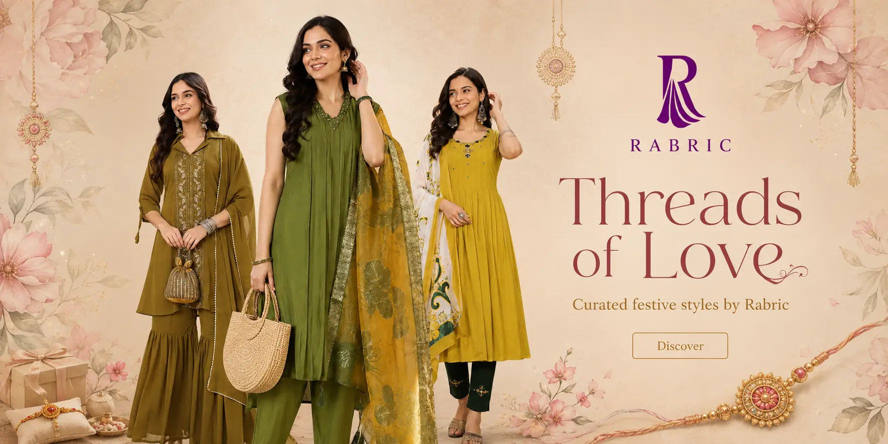 Rabric Threads of Love Rakhi collection featuring stylish festive ethnic outfits for women