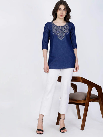 Trendy Short Denim Kurti Collection by Rabric