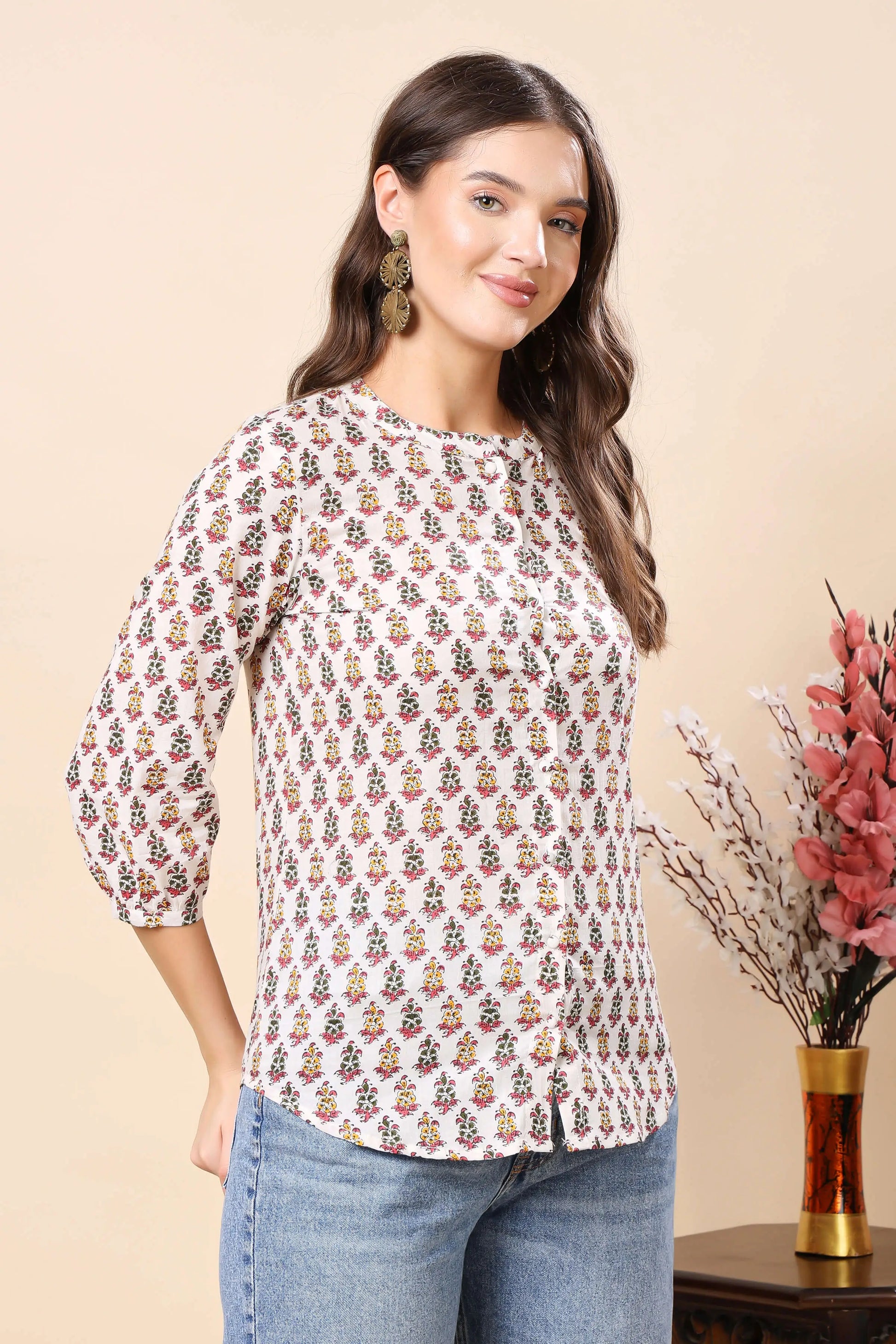Stylish Floral Cotton Top for Women – Rabric Premium Wear