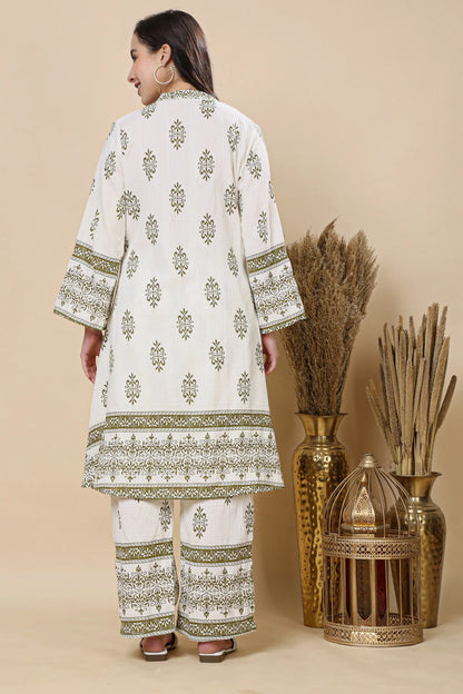 V neck long kurti mulmul cotton kurti pant set floral design