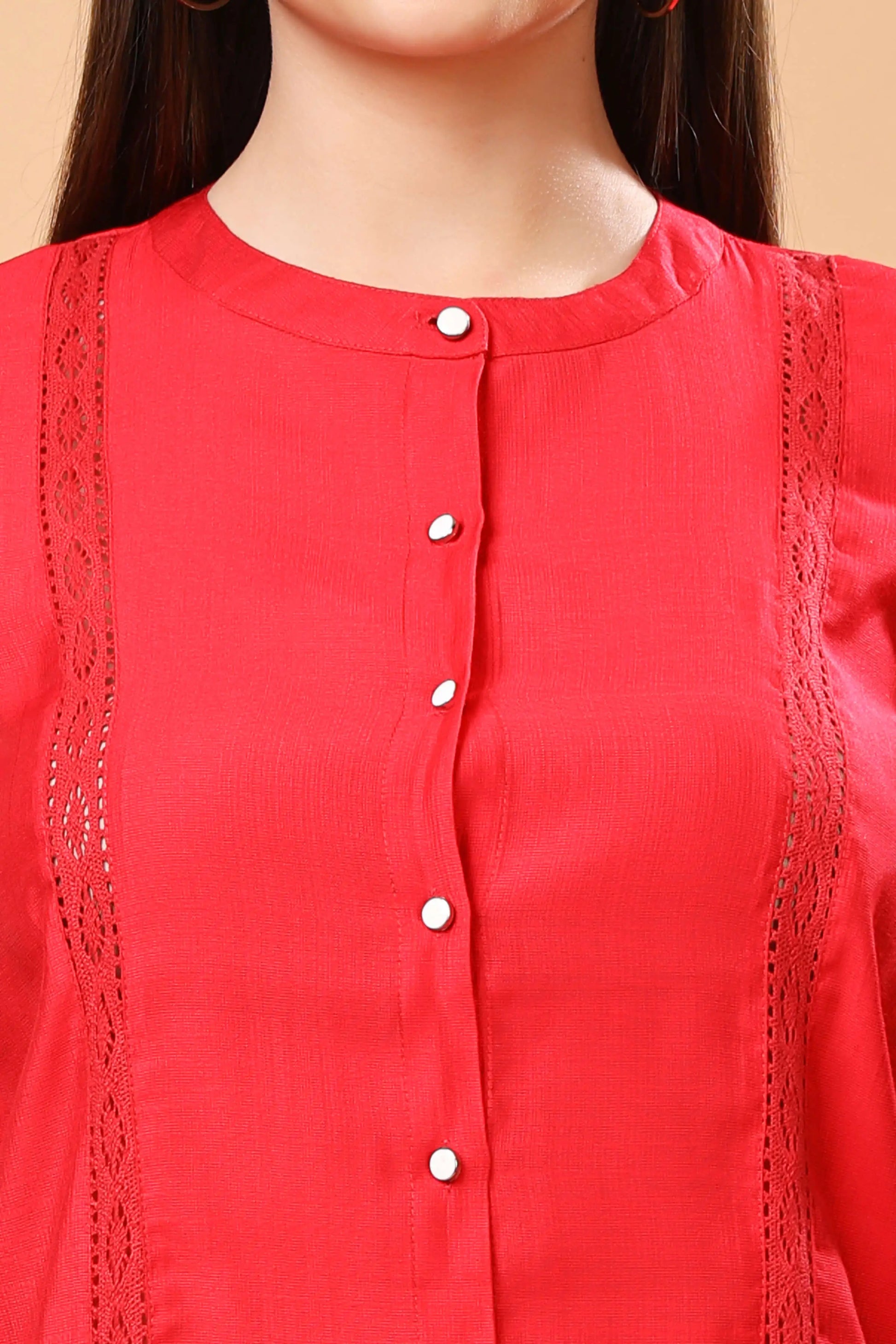 Close-up of vertical fabric top detail from Rabric co-ord set