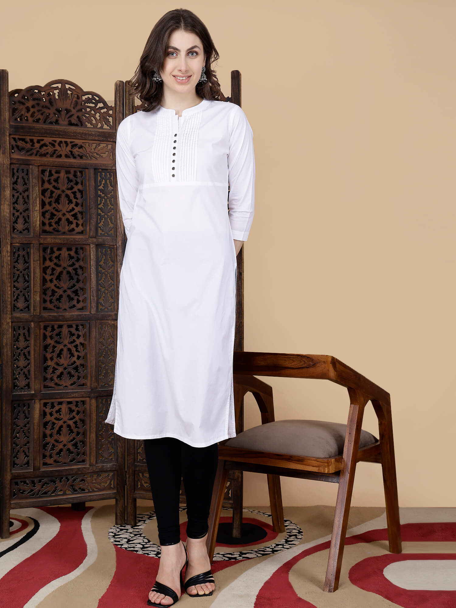 Styled Look with Rabric White Kurti and Black Leggings