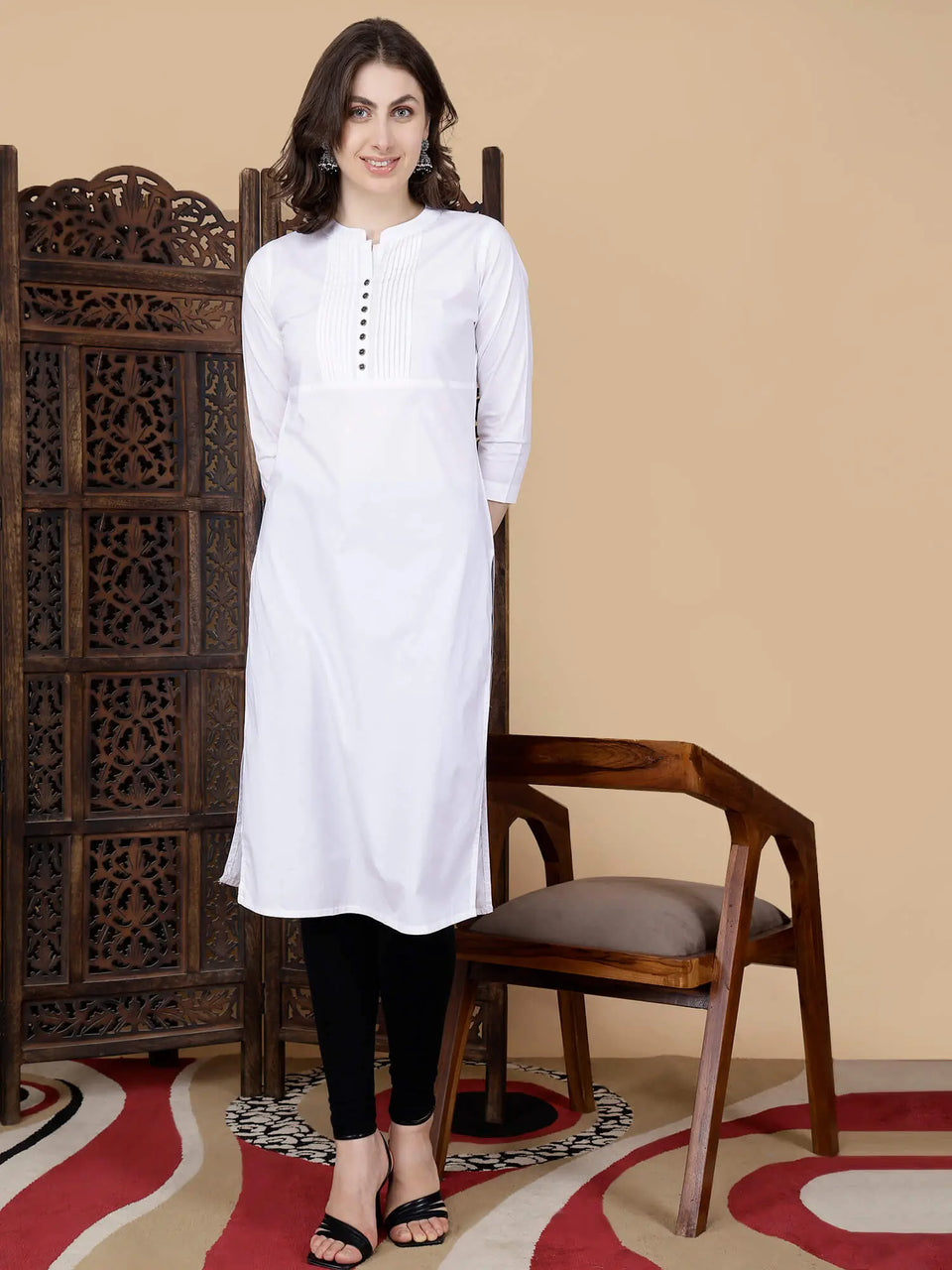 Styled Look with Rabric White Kurti and Black Leggings