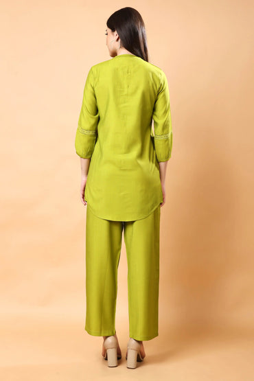 Back View of Premium Lime Green Co-ord Set
