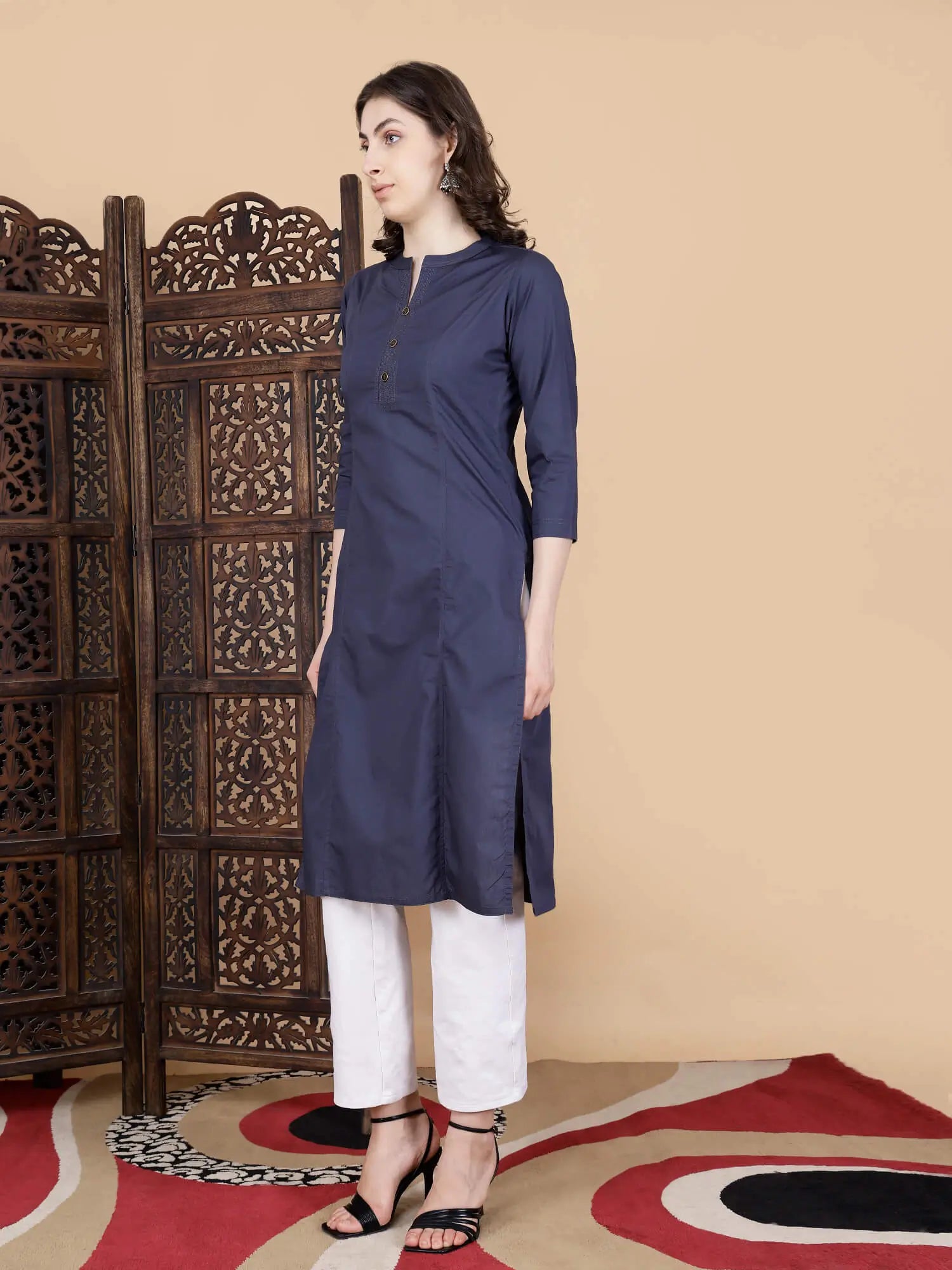 Full Look of Rabric Premium Cotton Long Kurti for Women